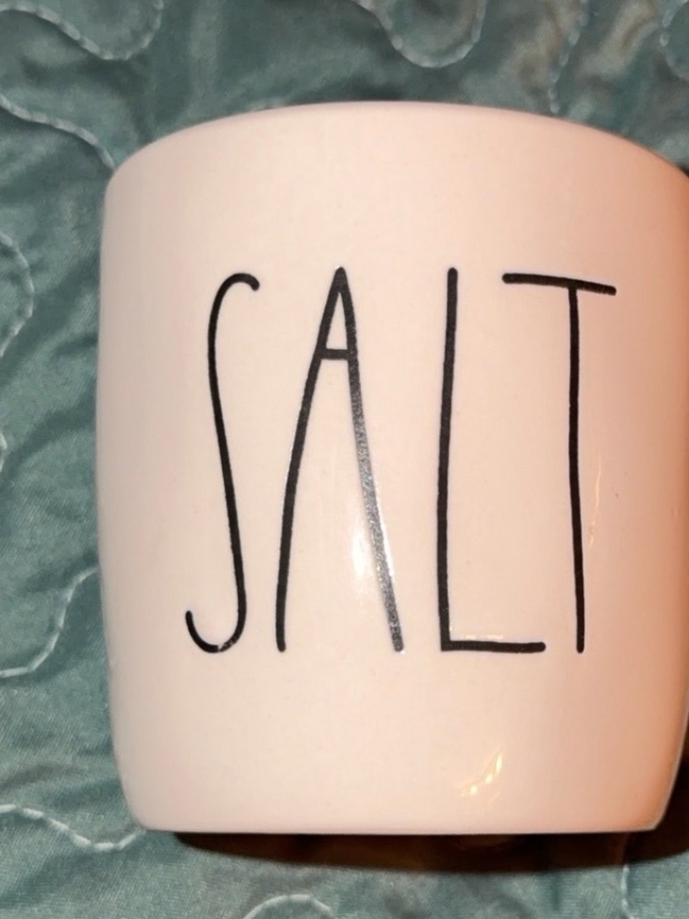 Rae Dunn White Ceramic 'SALT' Jar with Black Lettering